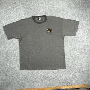 VTG Cal Cru Hawaii Shirt Adult XL Gray Textured Striped Dolphin‎ Embroidered T